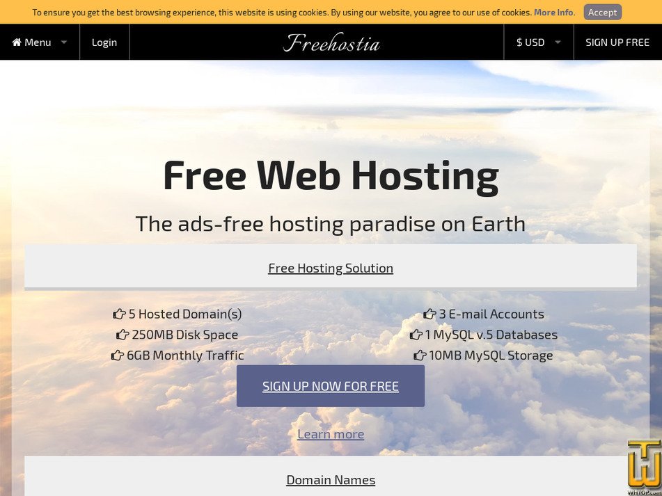 Taken on 20 April, 2024 freehostia.com screenshot