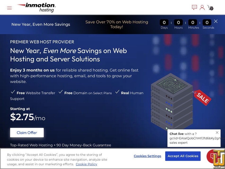 Taken on 24 January, 2025 inmotionhosting.com screenshot