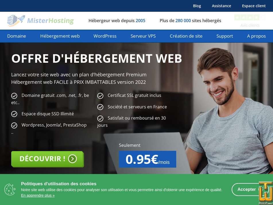 Pris sur 21 janvier, 2025 mister-hosting.com capture d'écran