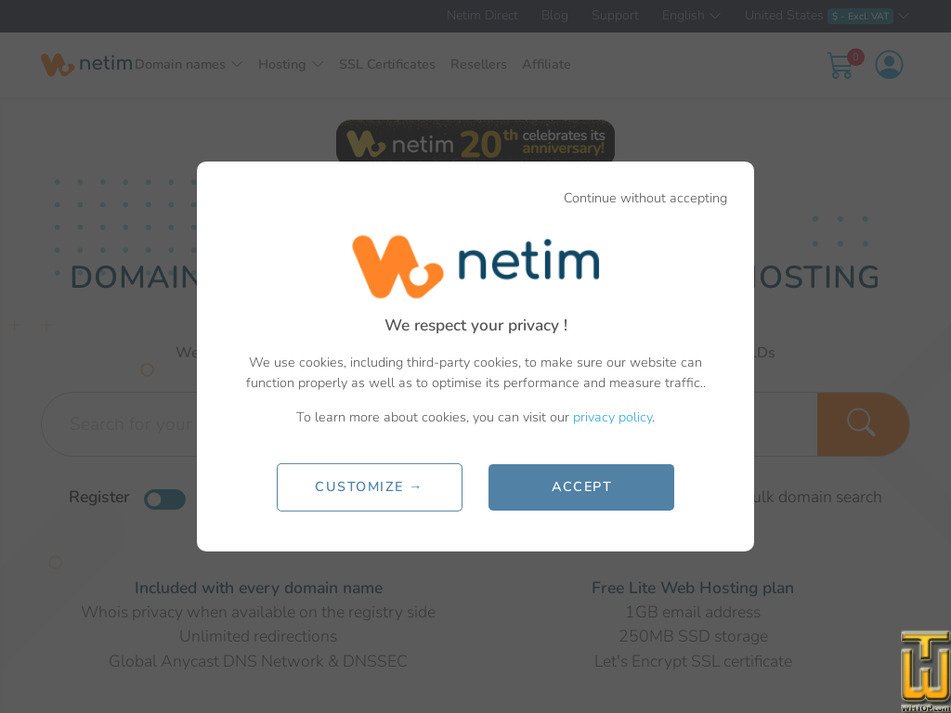 Pris sur 20 avril, 2024 netim.com capture d'écran
