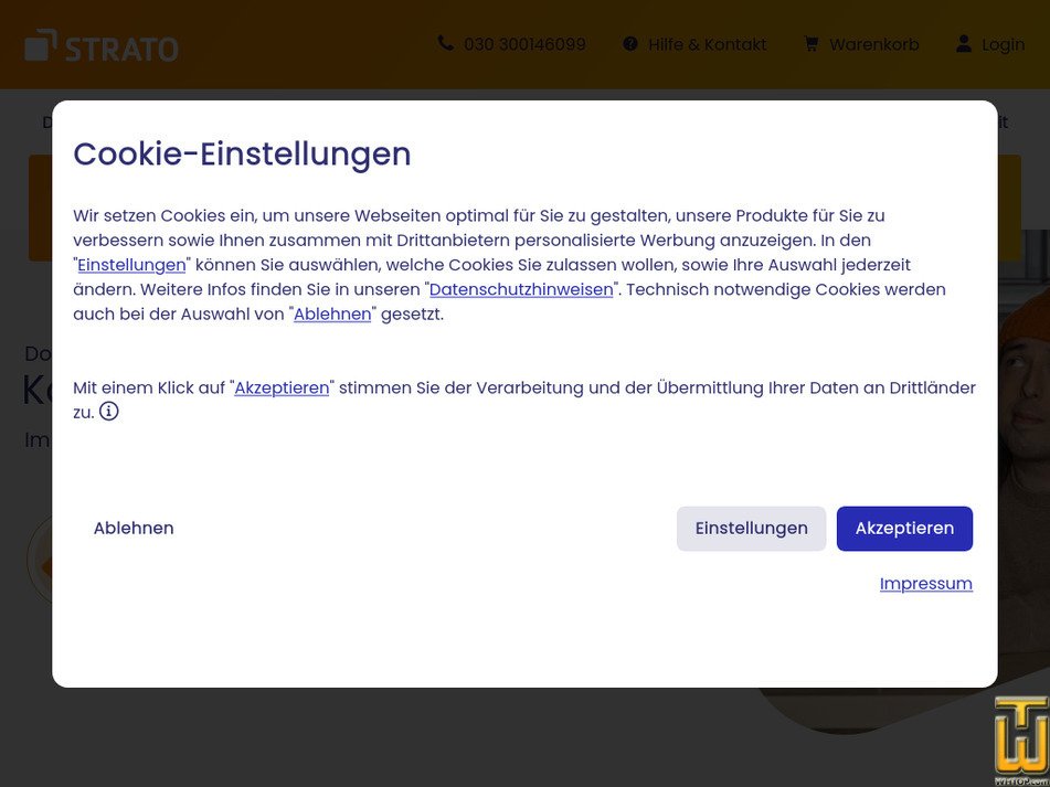 Taken on 12 September, 2025 strato.de screenshot
